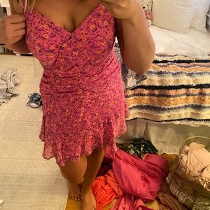 Hot pink floral mini dress